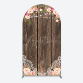 Aperturee - Aperturee Wooden Floral Lace Pattern Wedding Arch Backdrop